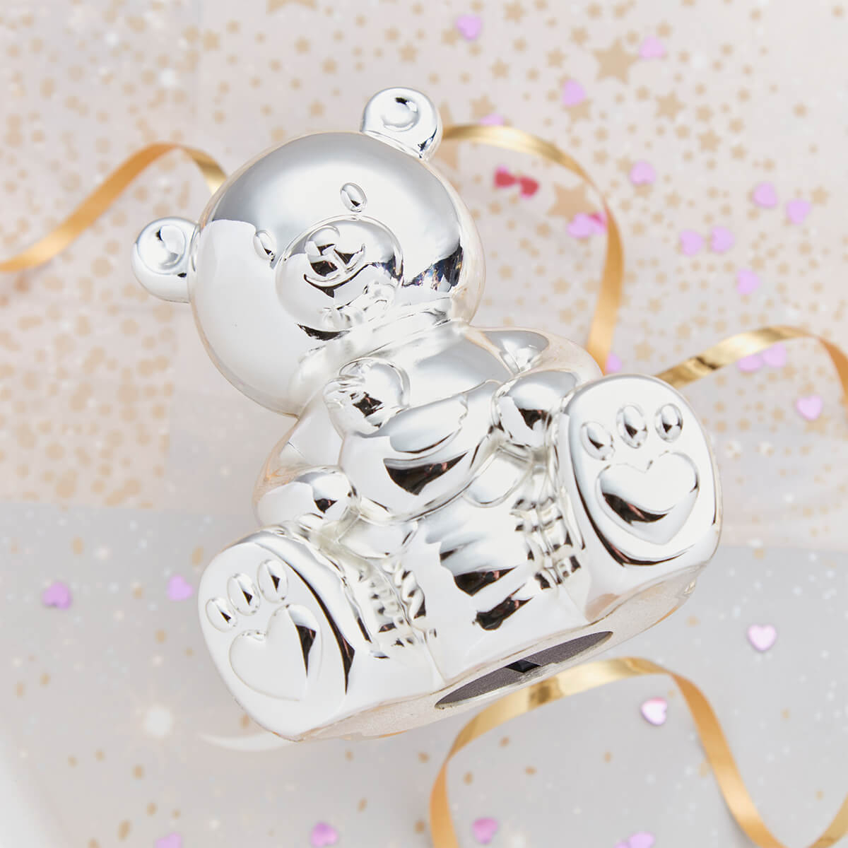 Personalised Silver Plated Bear Money Box Boutique Gifts