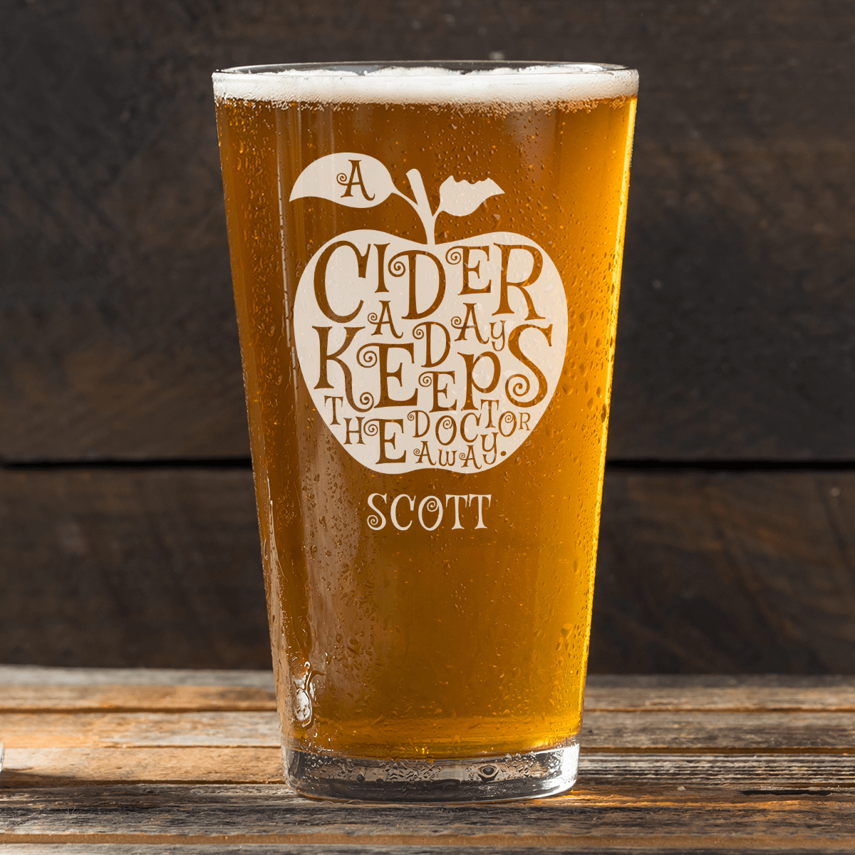 Personalised Cider Keeps The Doctor Away Pint Glass Boutique Gifts