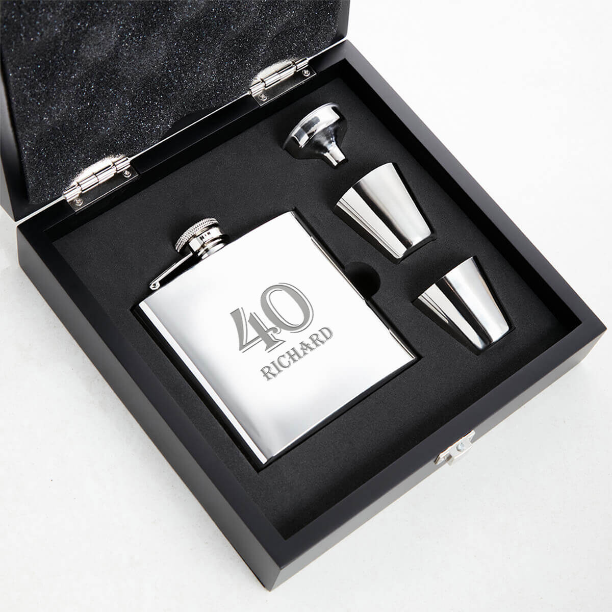 Personalised Big 40 Plain Hip Flask - Boutique Gifts