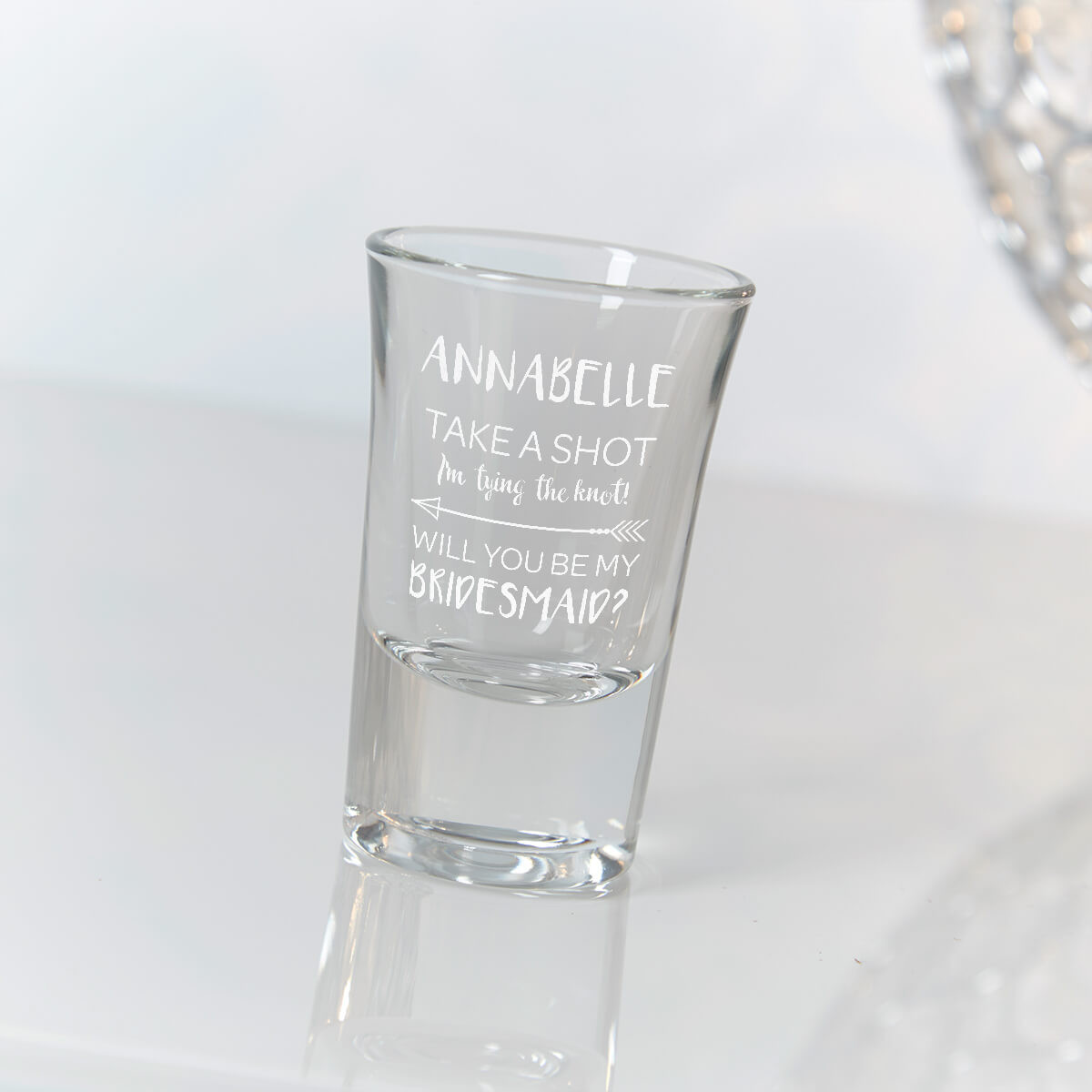 Personalised Be My Bridesmaid Conical Shot Glass Boutique Gifts
