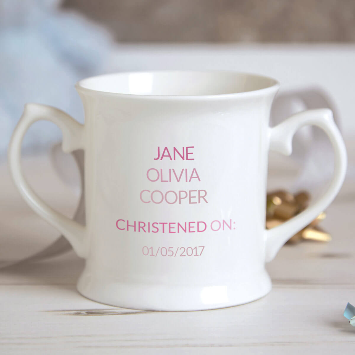 Personalised Baby Girl Pram Christening Mug Boutique Gifts