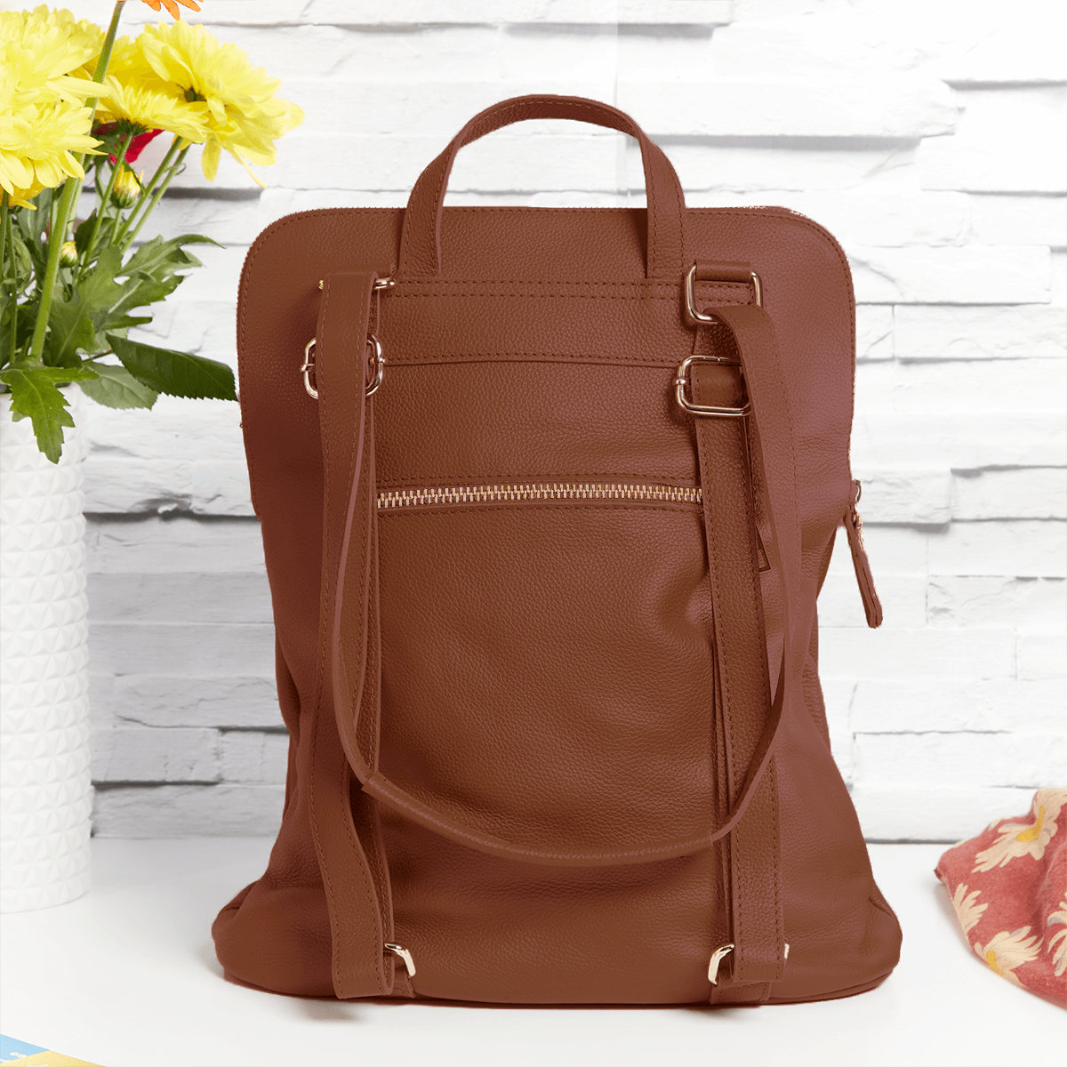 Engraved deals leather backpack