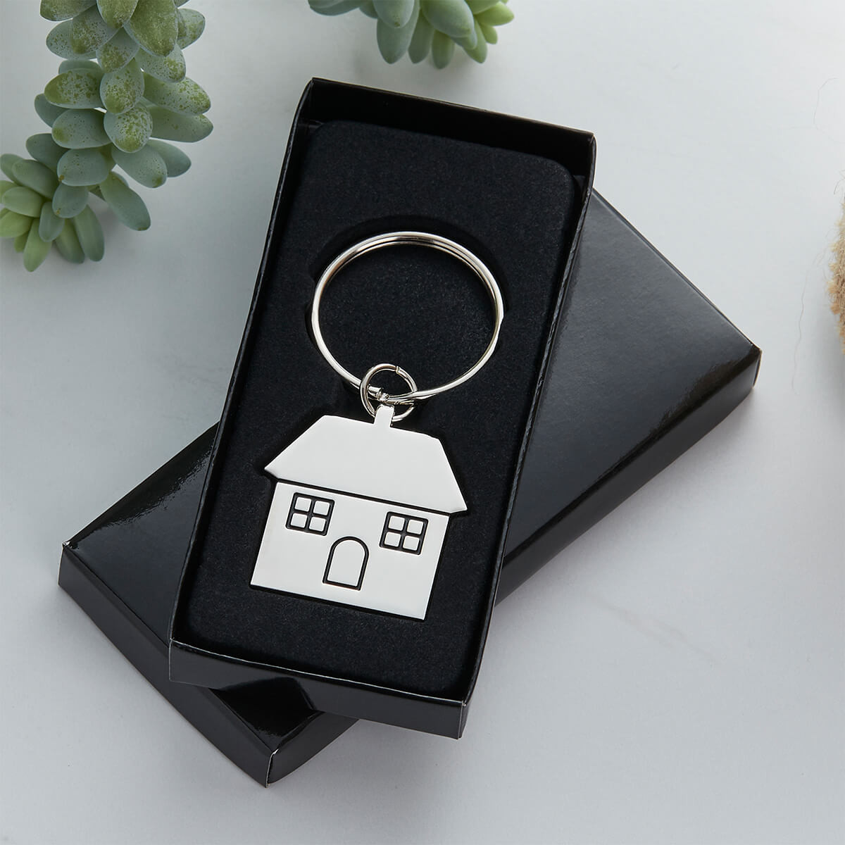Personalised Metal House Shaped Keyring Engraved Keyrings