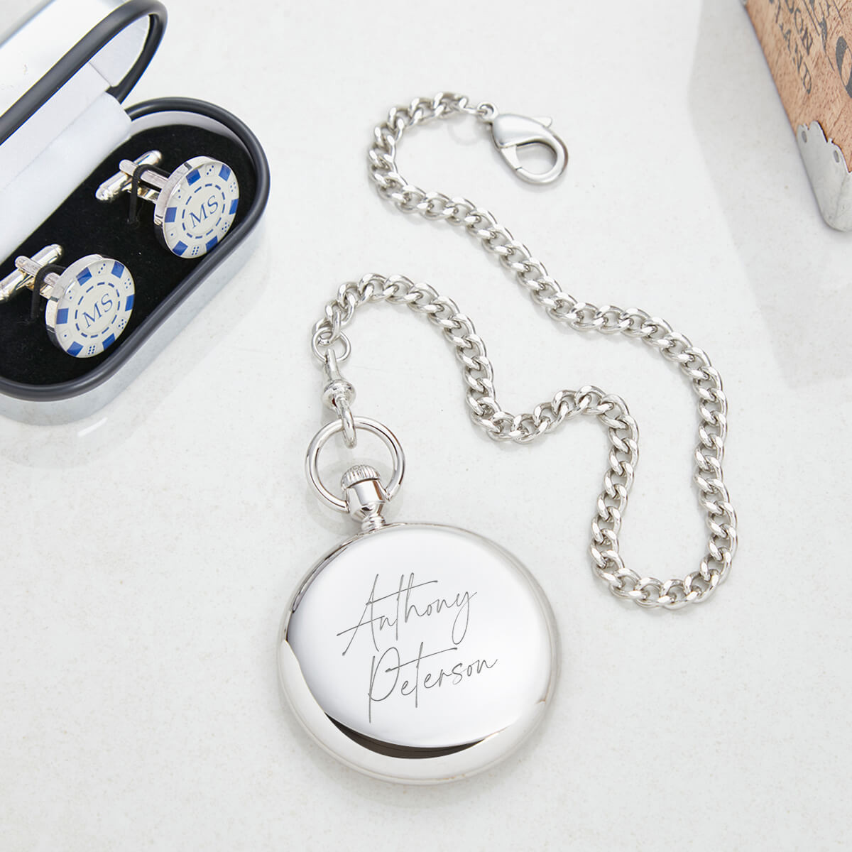 Personalised Signature Name Open Faced Pocket Watch Boutique Gifts