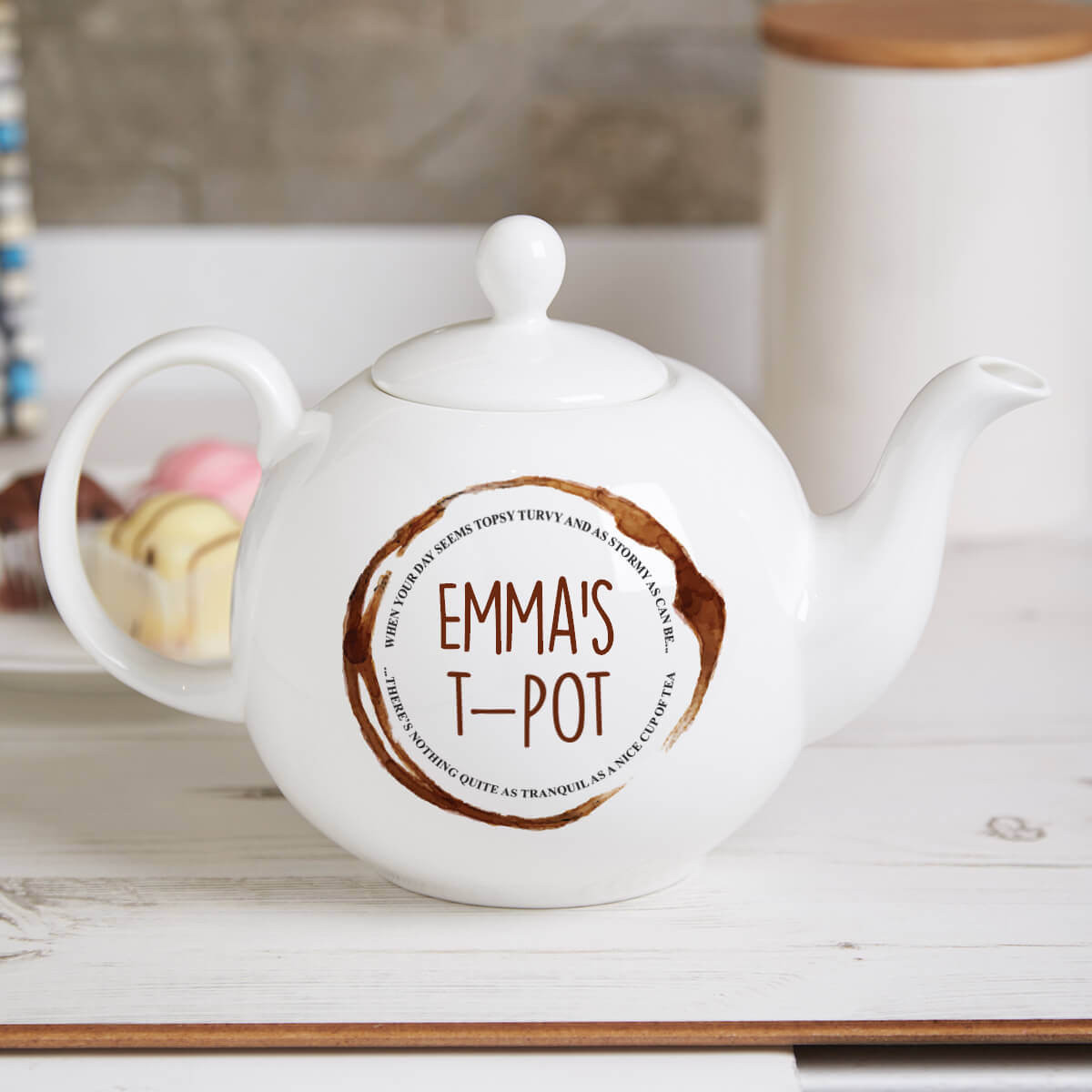 Personalised 'Tea Stain' Pot Belly Teapot Boutique Gifts