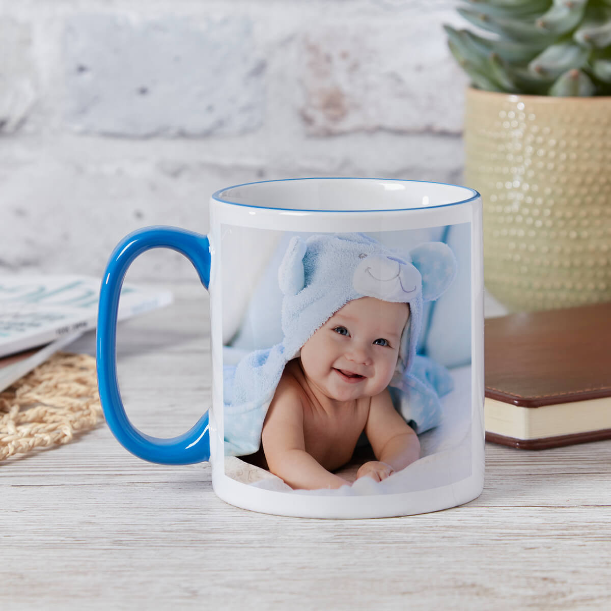 personalised Blue Two Tone Photo Mug