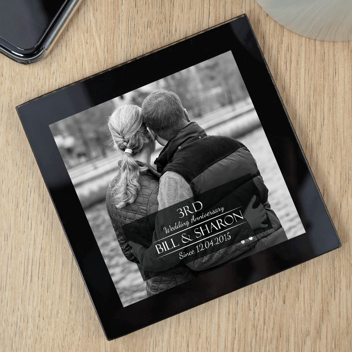 personalised 3rd Anniversary Photo Coaster 