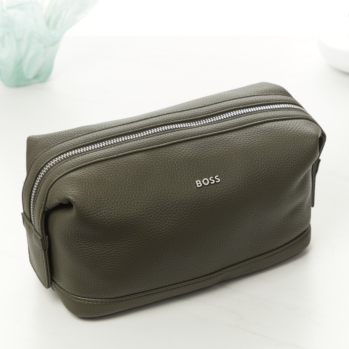 Hugo Boss Classic Khaki Grained Toiletry Bag