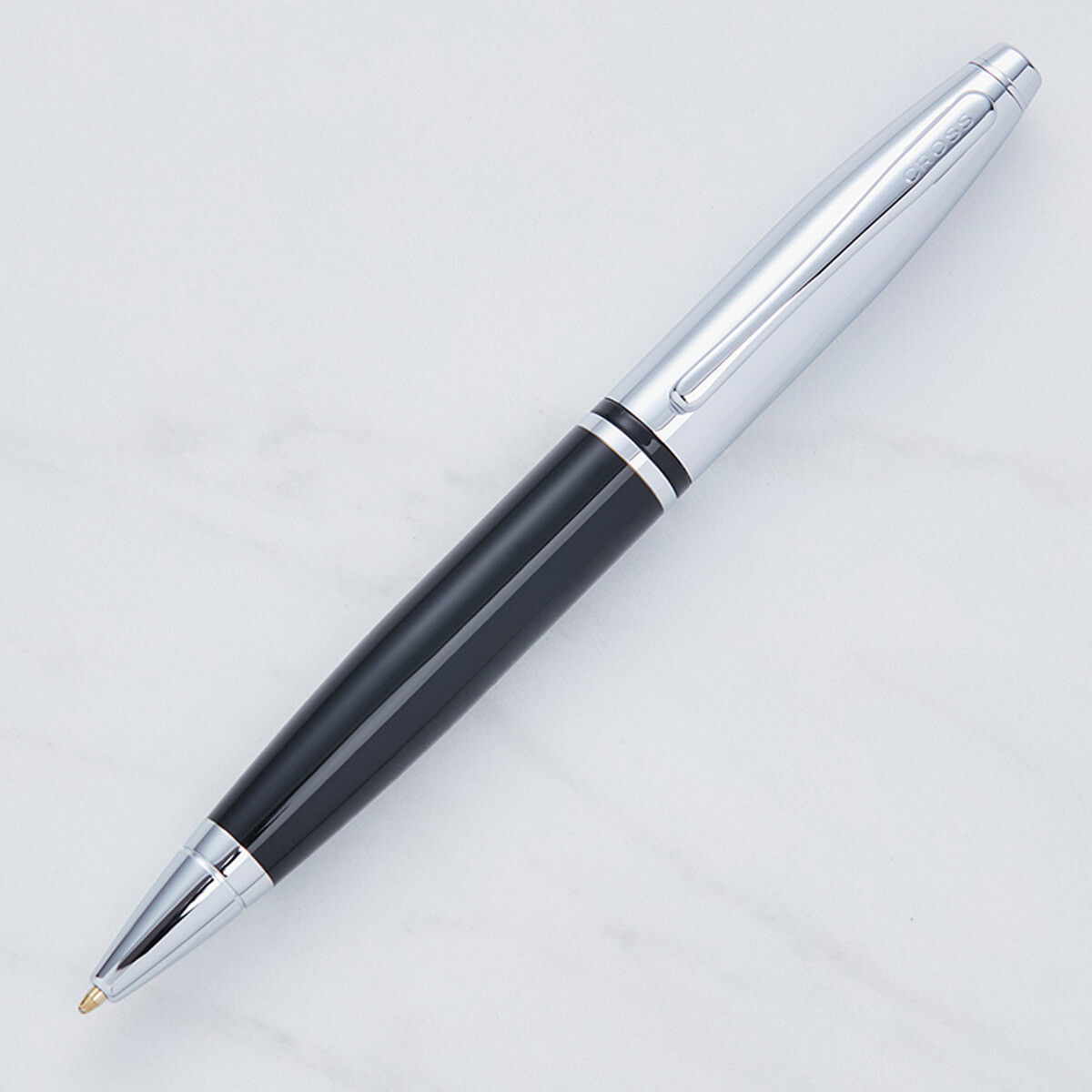 personalised Cross Calais Ball Pen Black & Chrome
