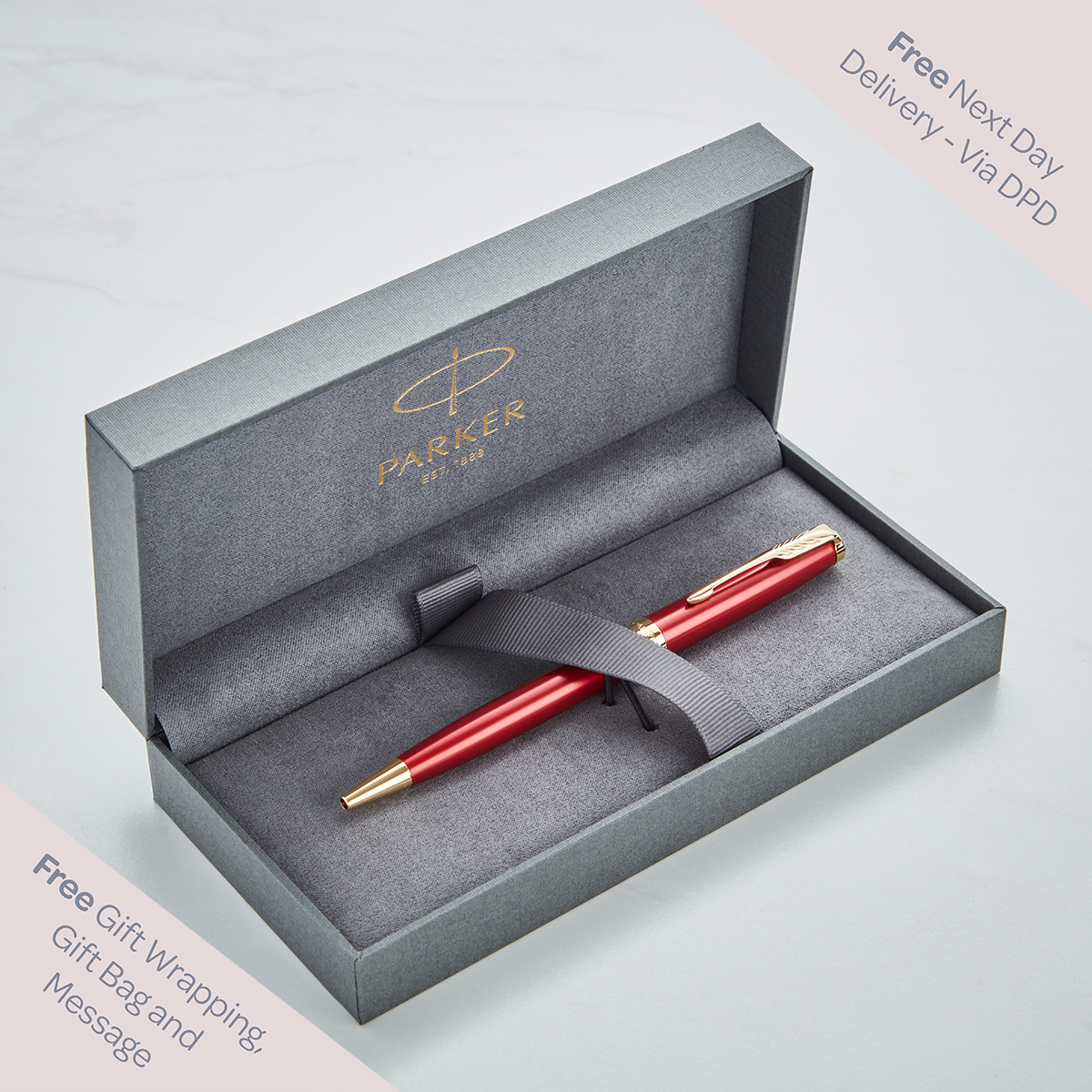 Parker Sonnet Red Gold Trim Ballpoint Pen