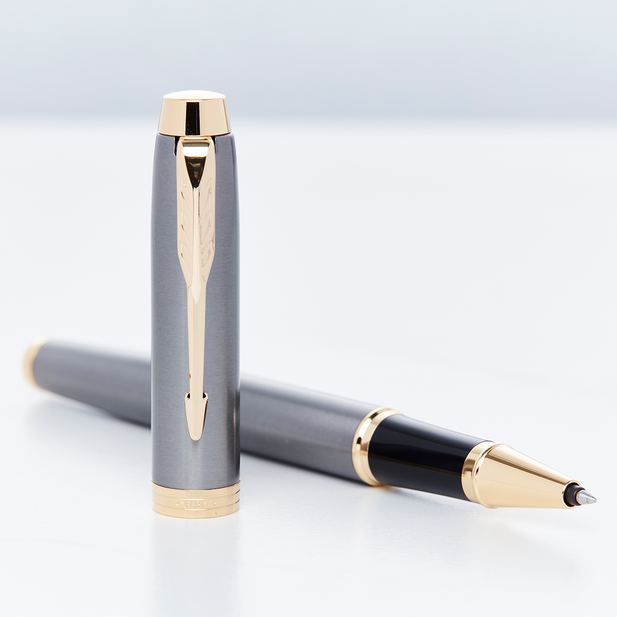 Parker IM Grey Gold Trim Rollerball Pen
