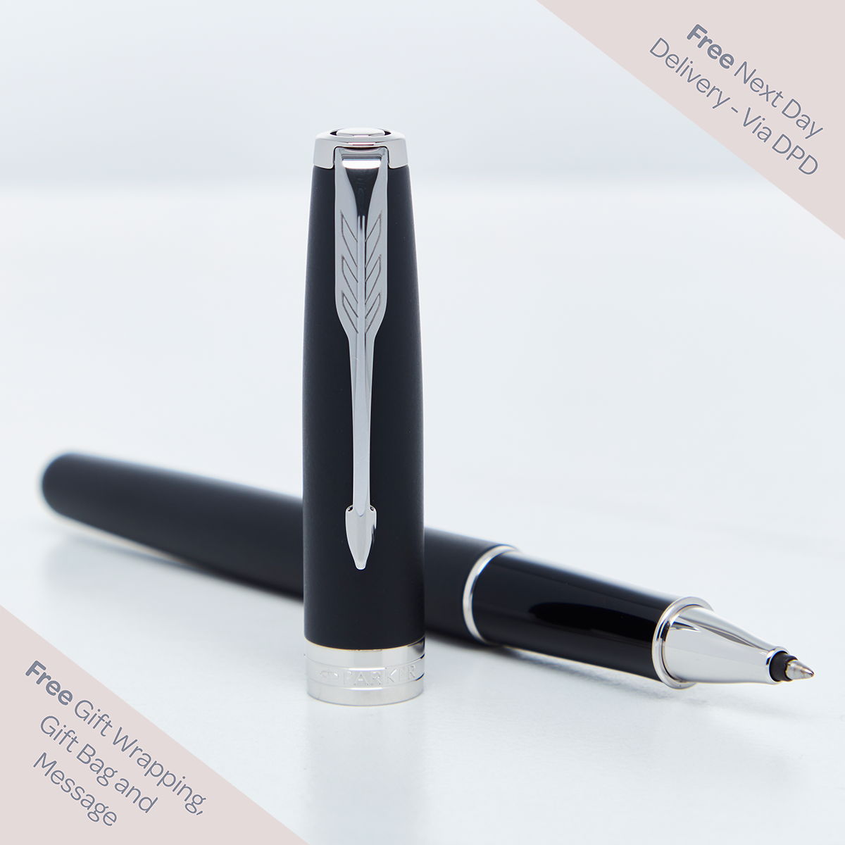 Parker Sonnet Black Chrome Trim Rollerball Pen