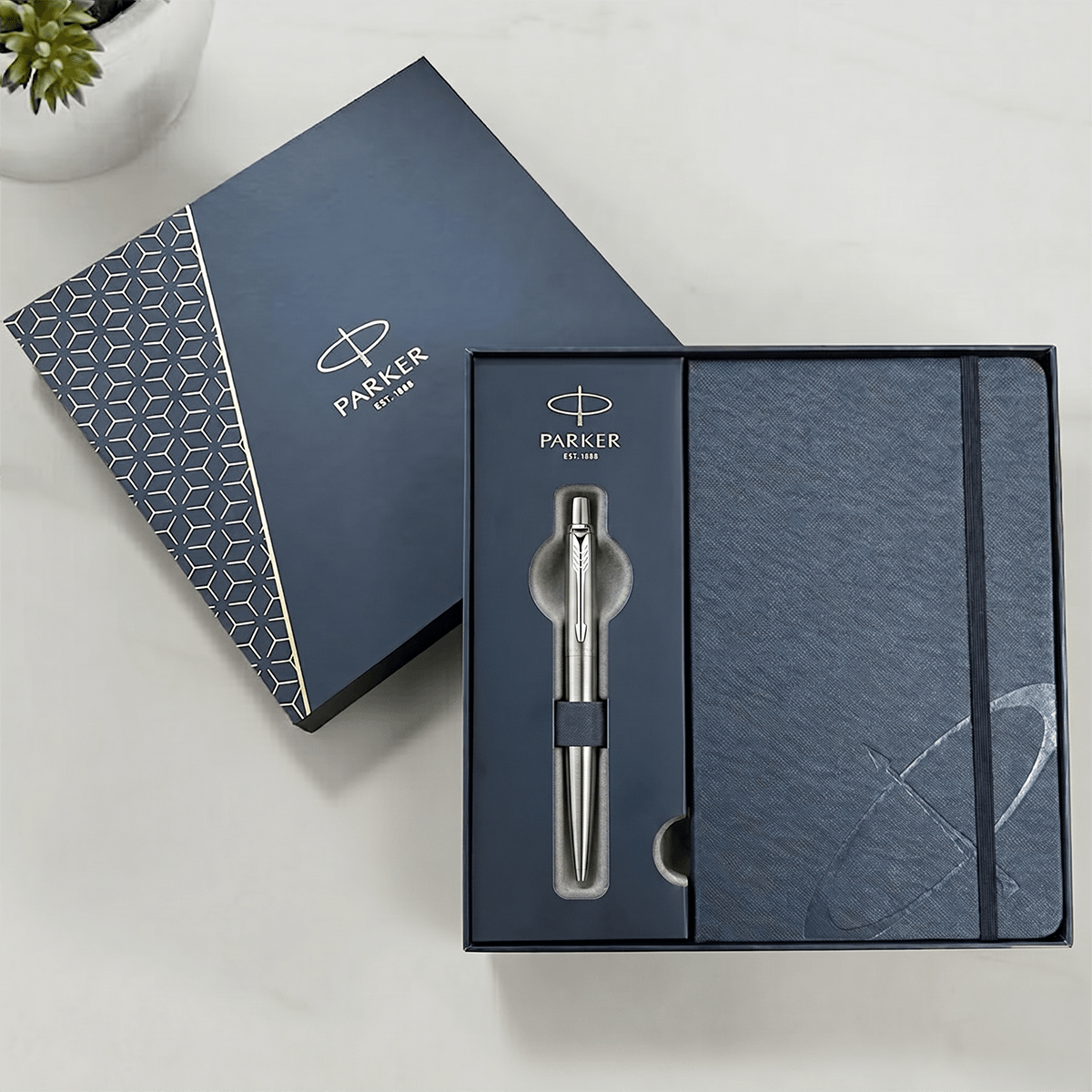 Parker Jotter Stainless Steel Ballpoint Pen & Notebook Gift Set