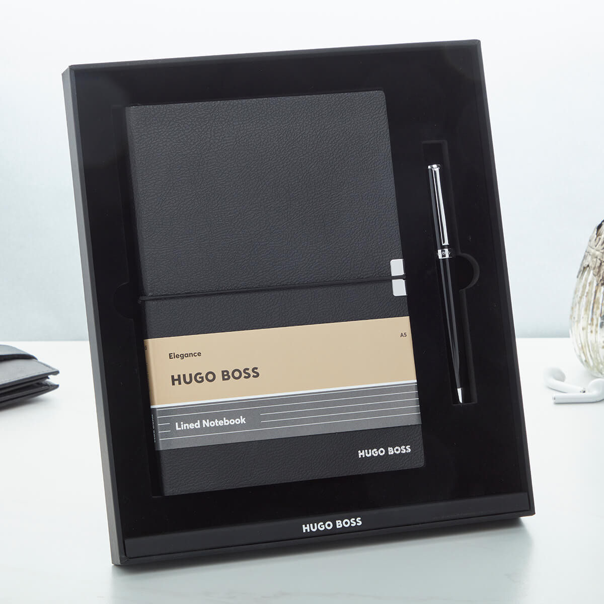 Hugo Boss Set (Ballpoint Pen & Black A5 Note Pad)