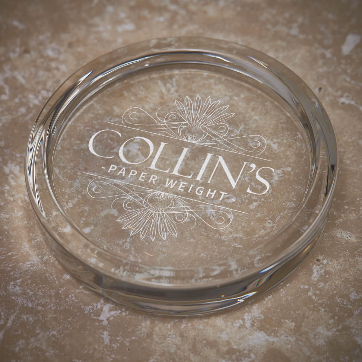 personalised Round Glass Paperweight 9cm