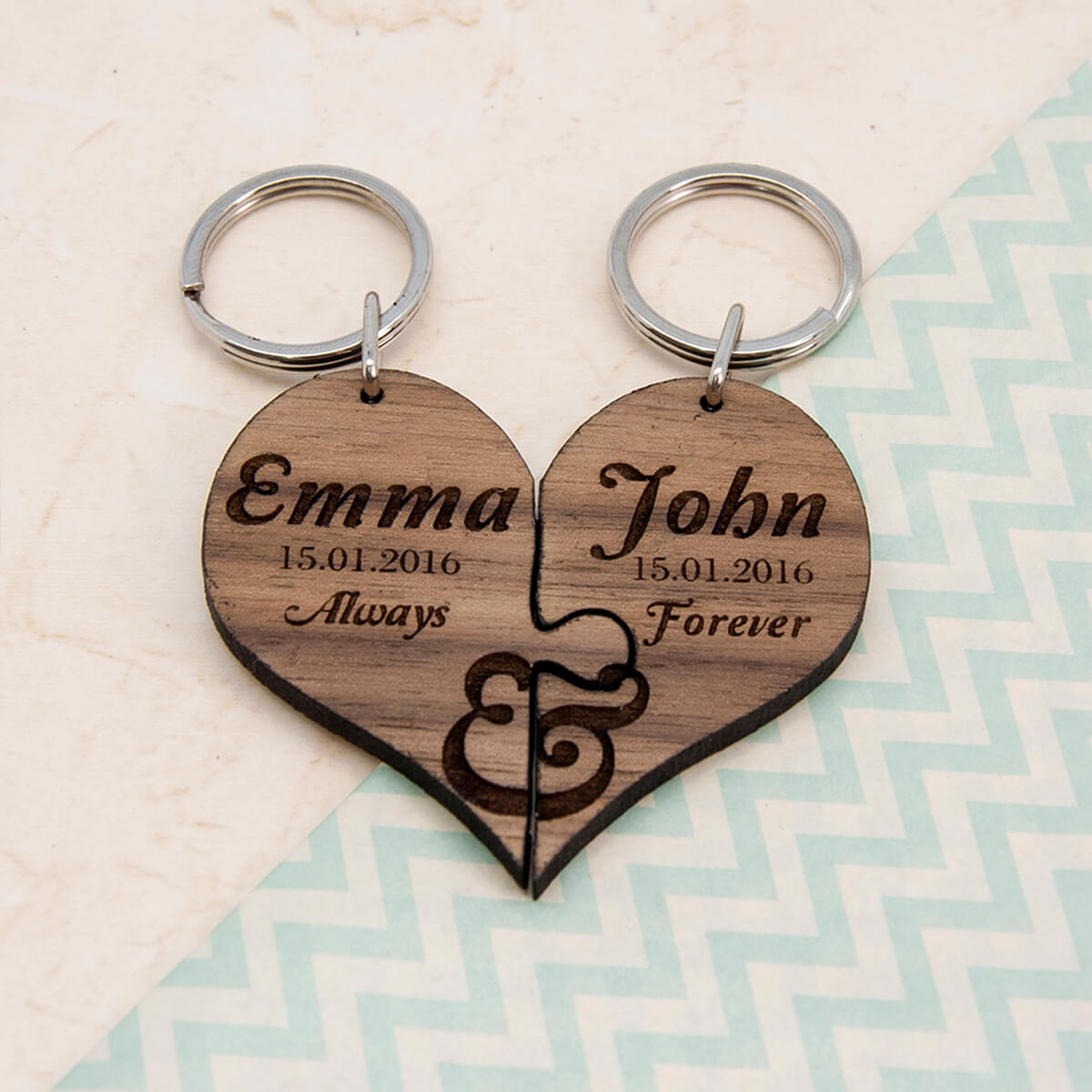 Personalised Always Forever Couples Jigsaw Keyring Boutique Gifts