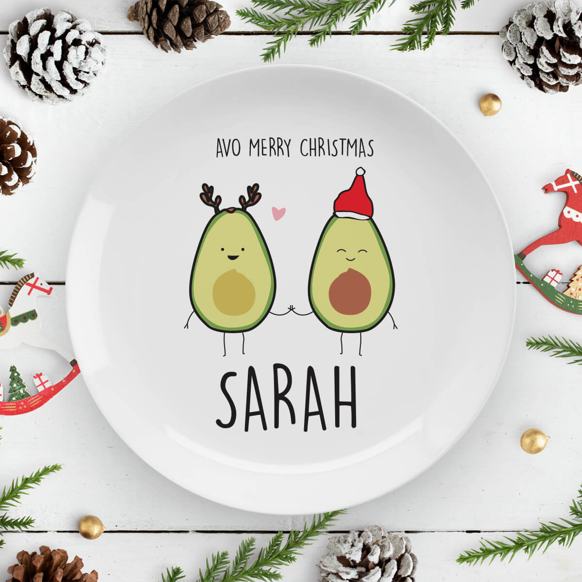 personalised avo merry christmas plate