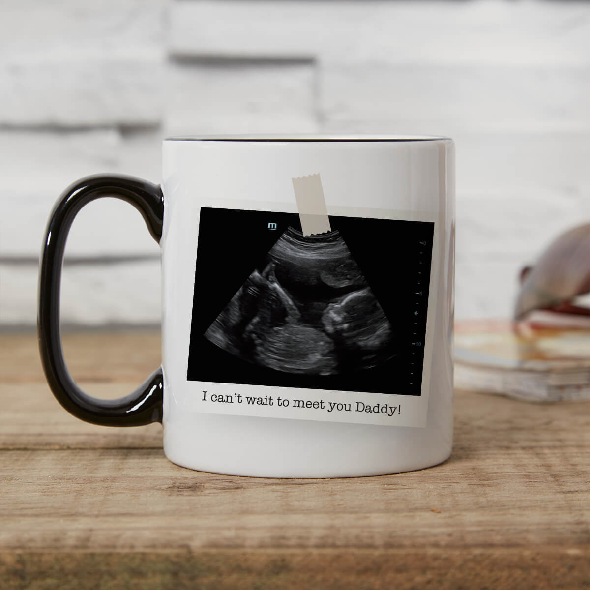 personalised Baby Scan Two Tone Mug Black