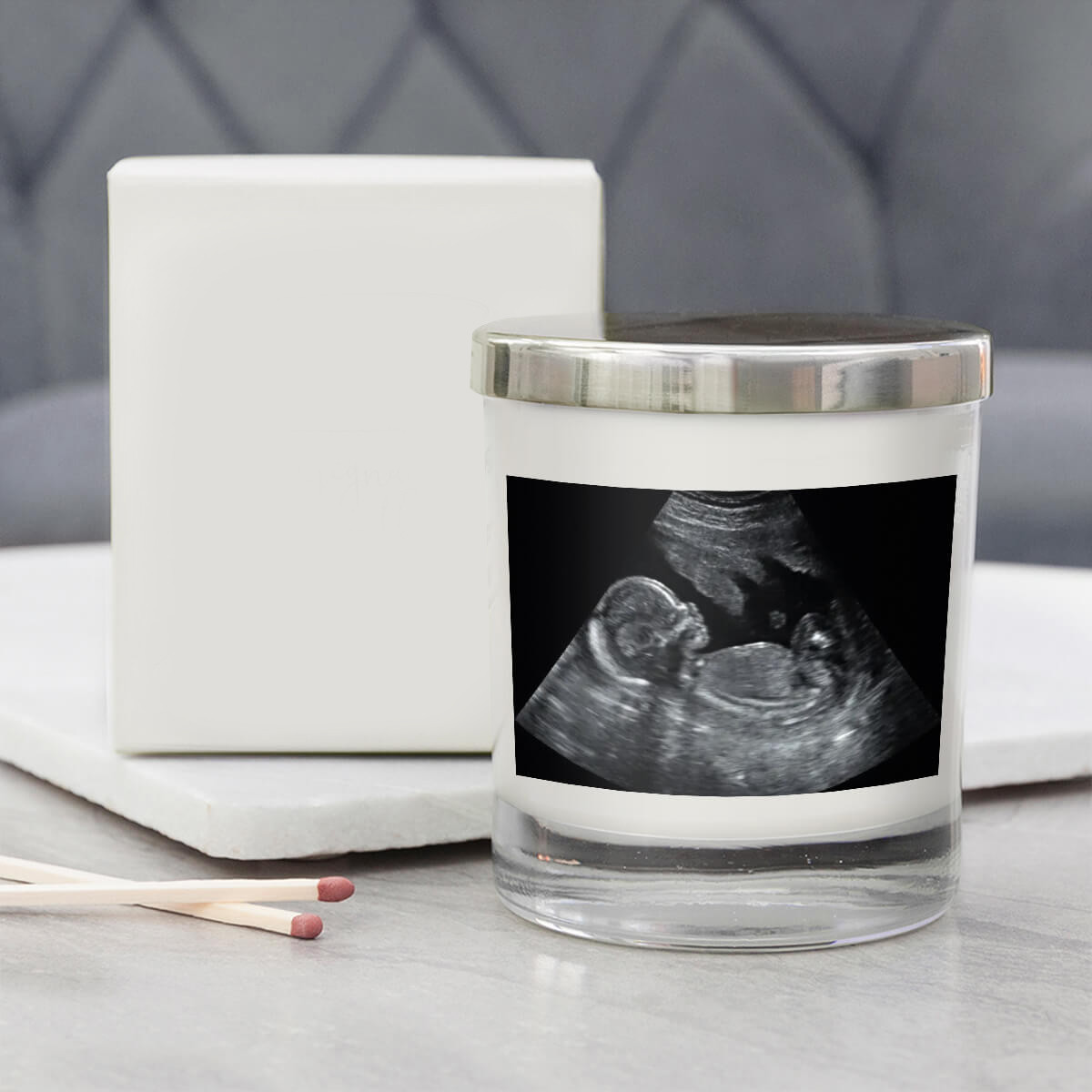 personalised Baby Scan Photo Candle