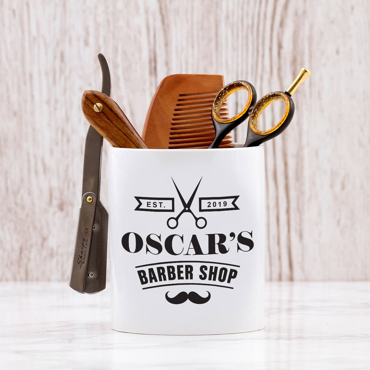 personalised Barbershop Shaving Pot