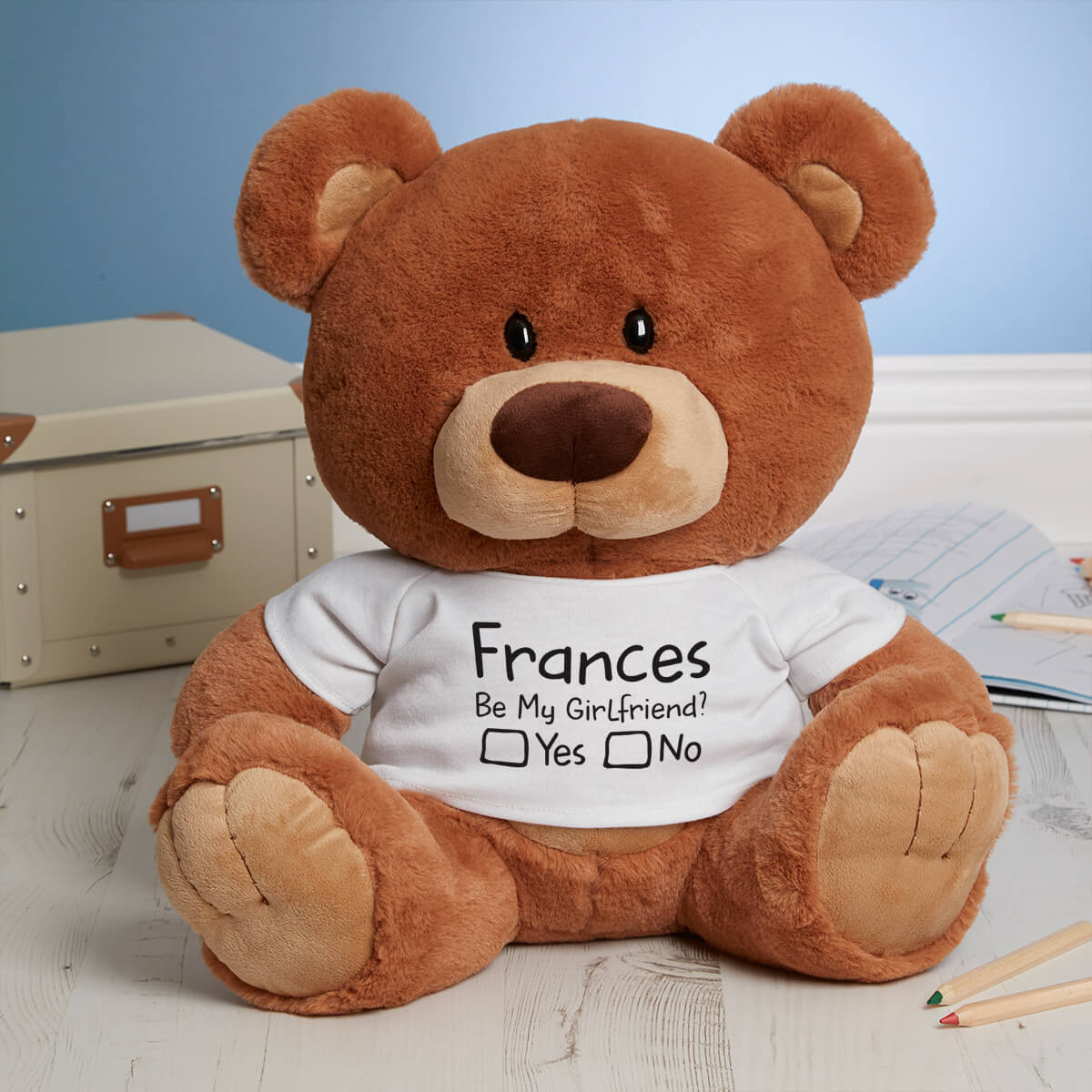 Personalised Be My Girlfriend Caramel Charlie Bear