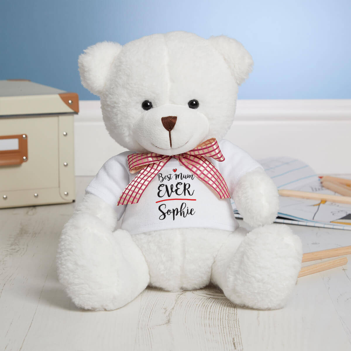 White fluffy teddy bear deals