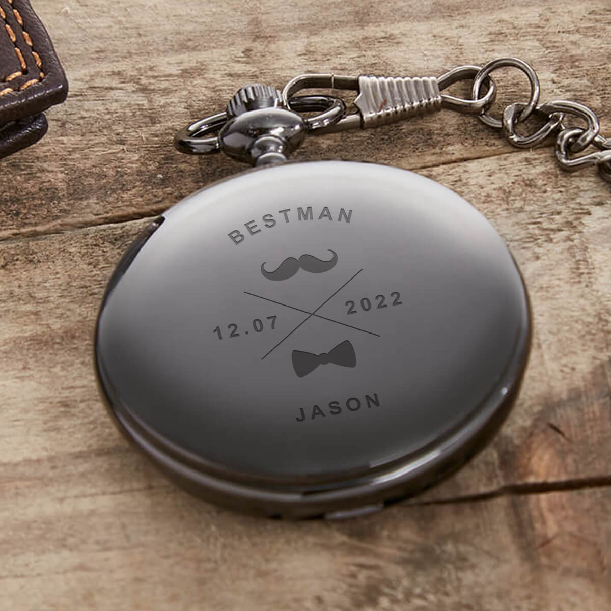 personalised Gun Metal Pocket Watch