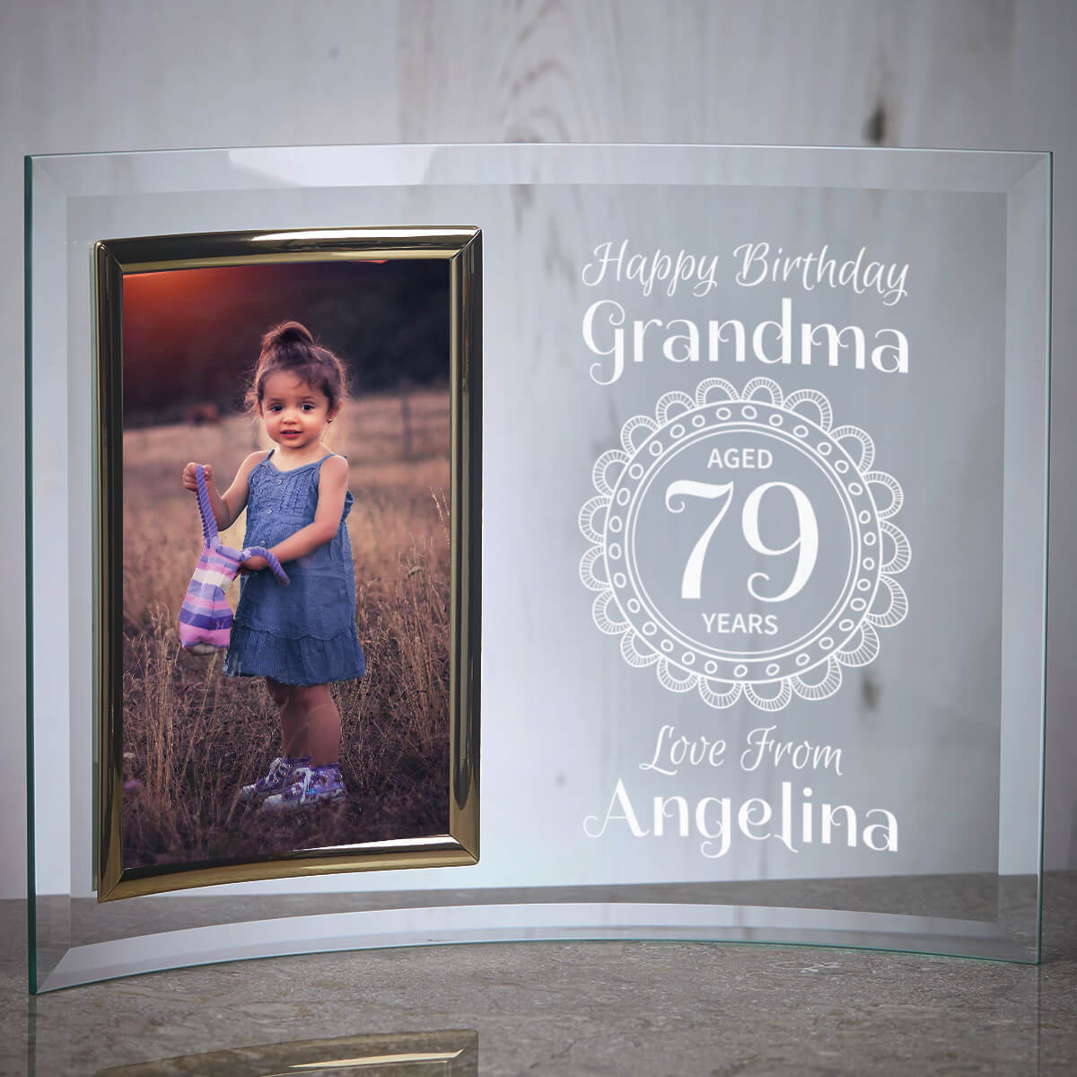 personalised Happy Birthday Crescent Frame for 6x4" Photo