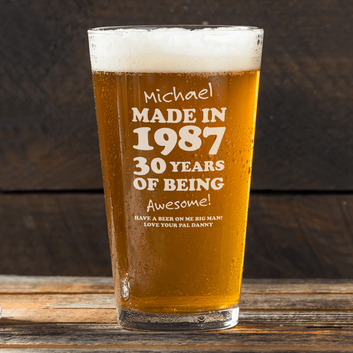 Personalised Birthday pint glass