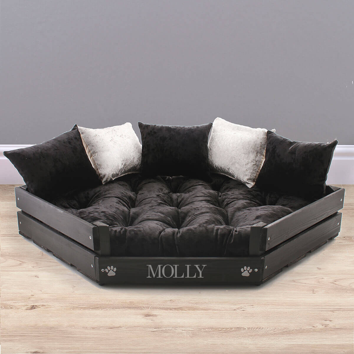 black dog bed