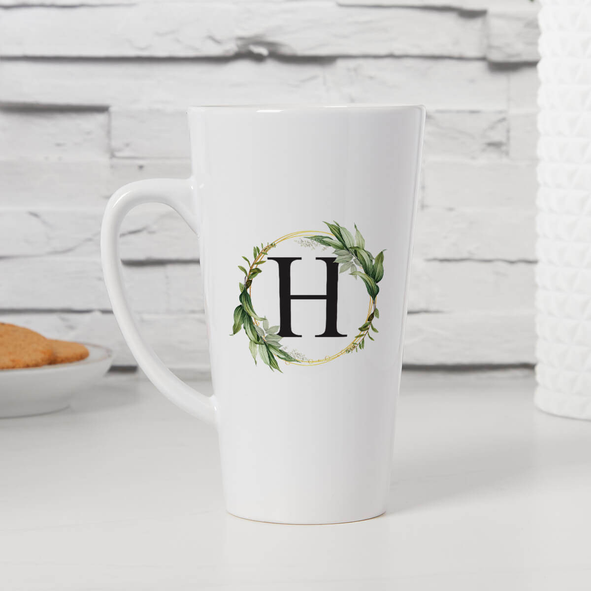 personalised Botanical Leaves Tall Latte Mug