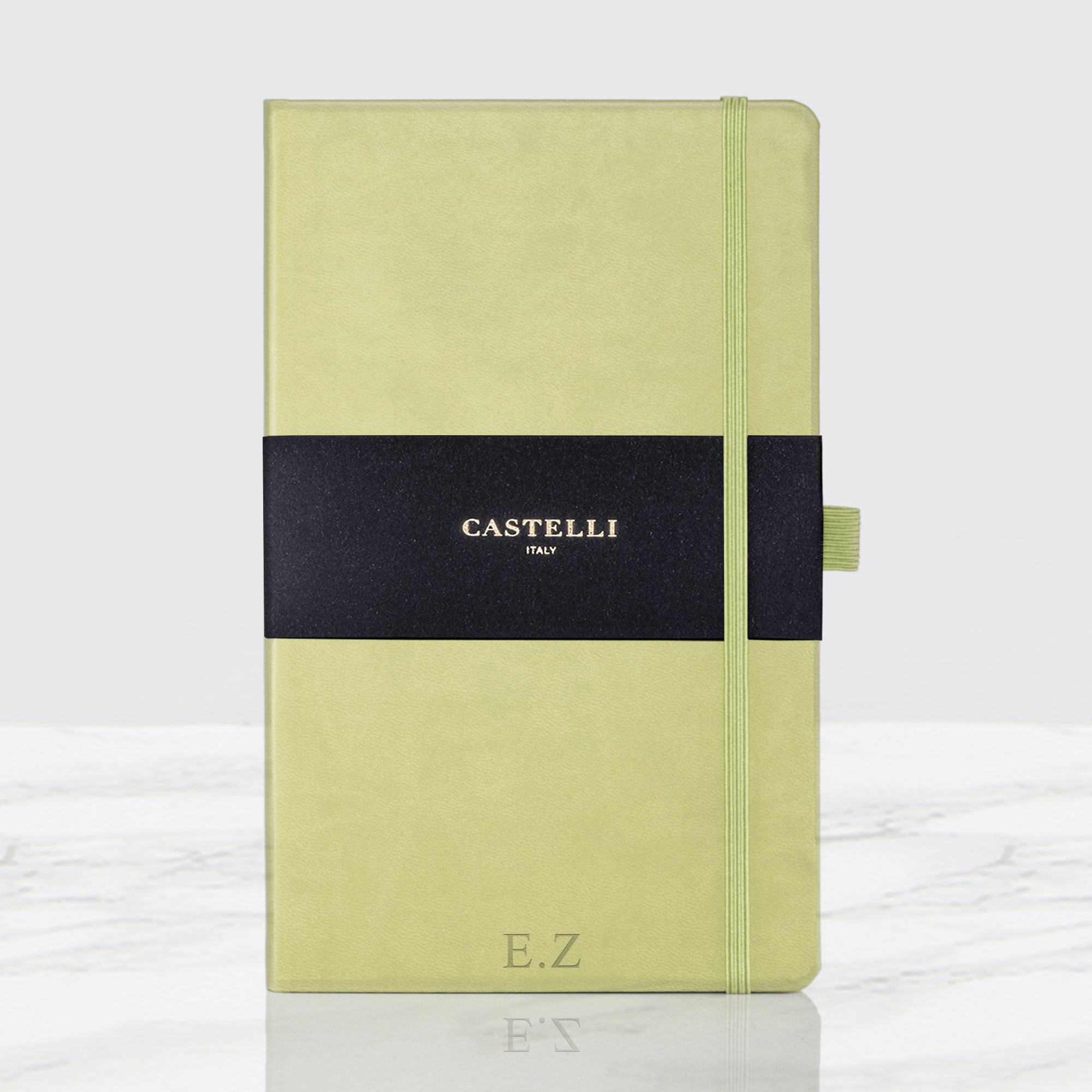 personalised bright green Castelli notebook