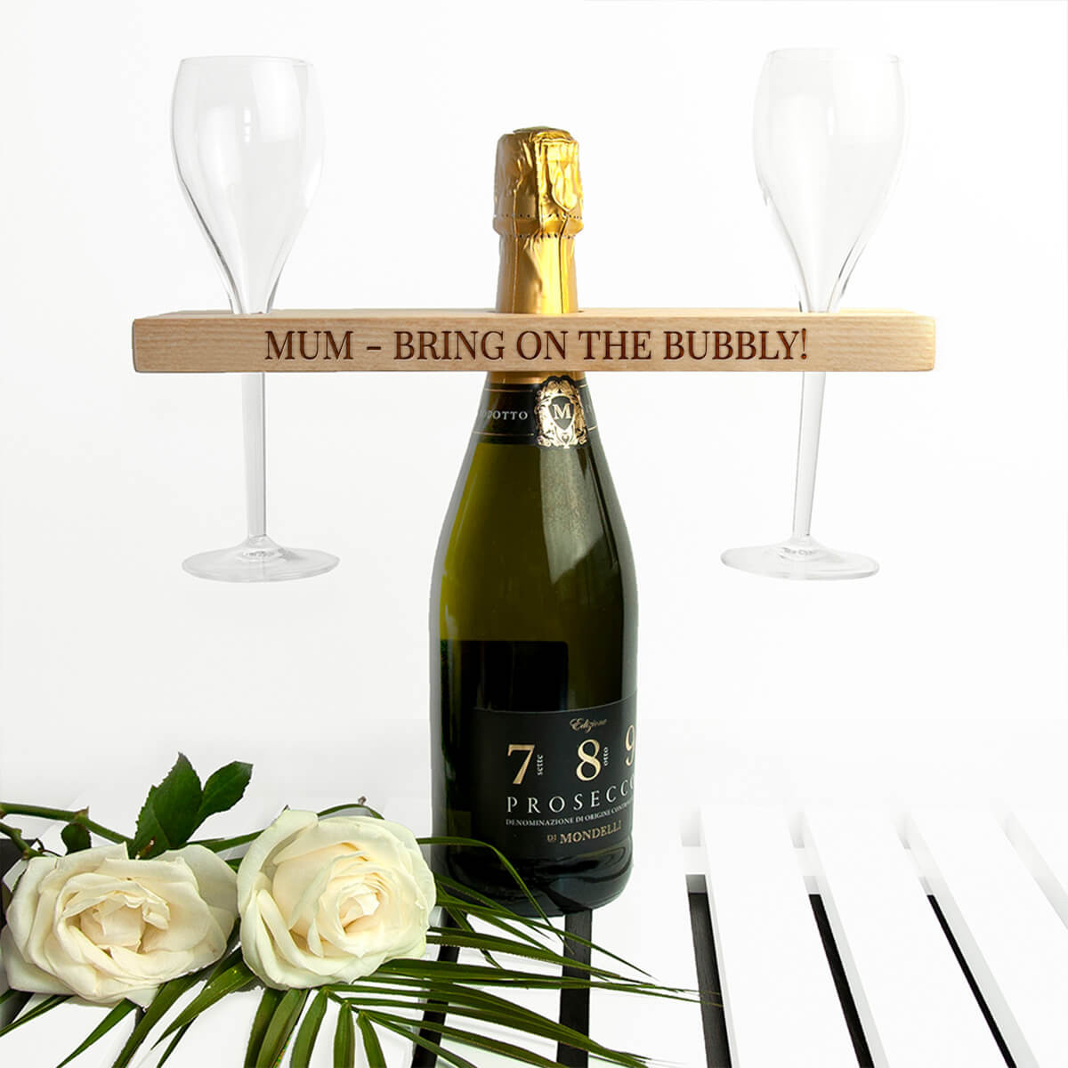 personalised Wooden Champagne Holder