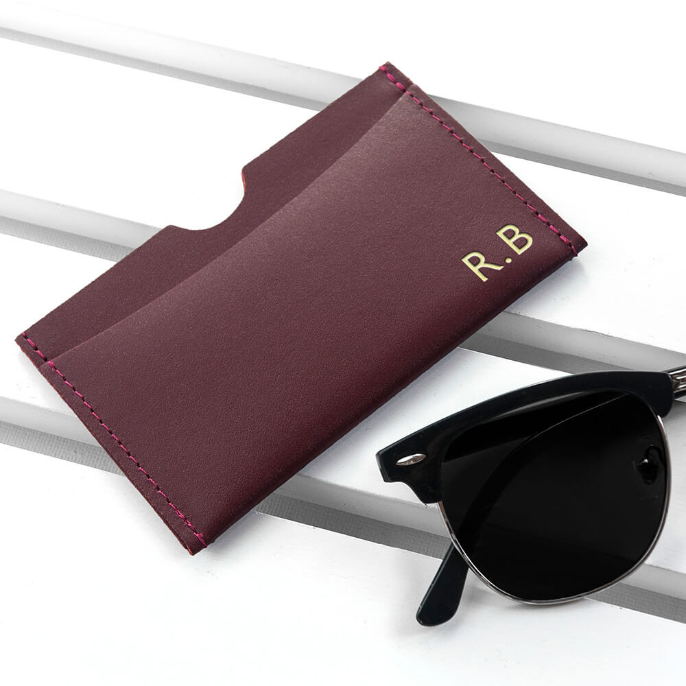 personalised Leather Card Holder - Burgundy