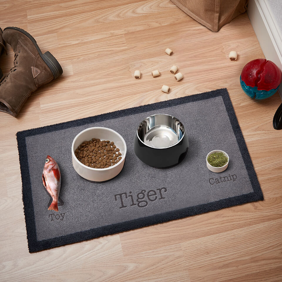 personalised Cat Food & Water Doormat