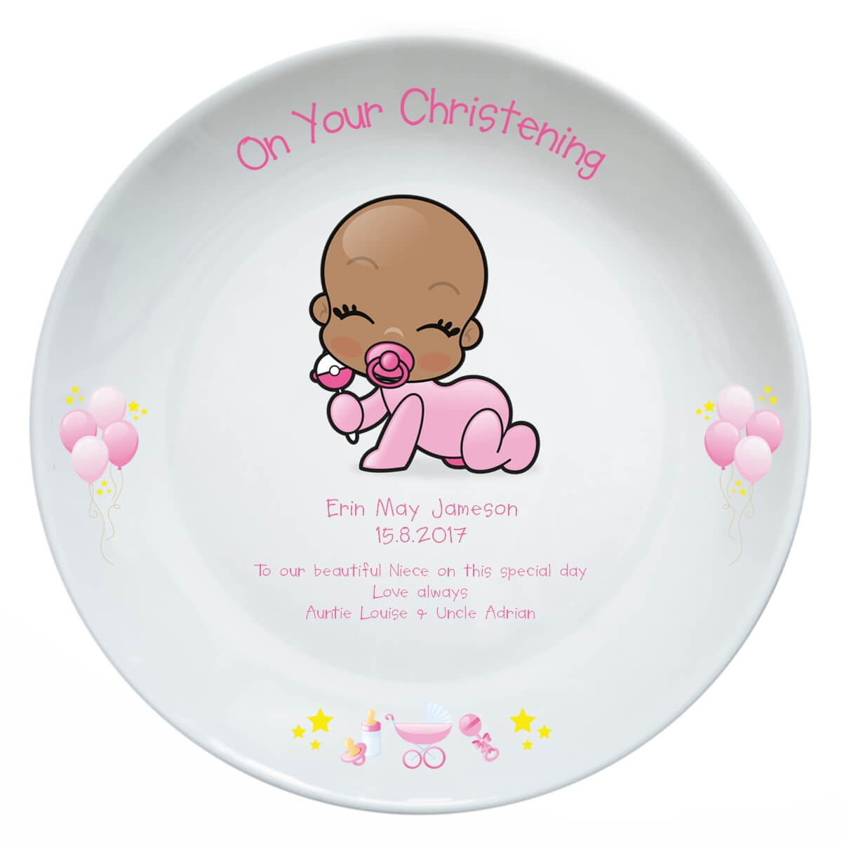 Personalised Baby Girl Christening Plate