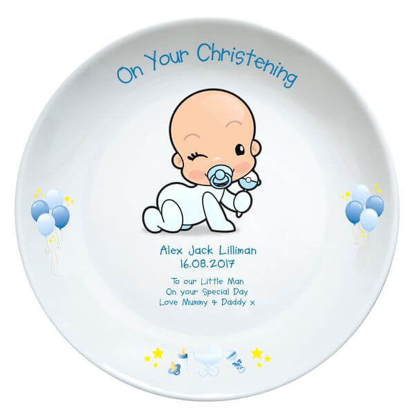 Personalised Christening Plate Baby Boy Boutique Gifts