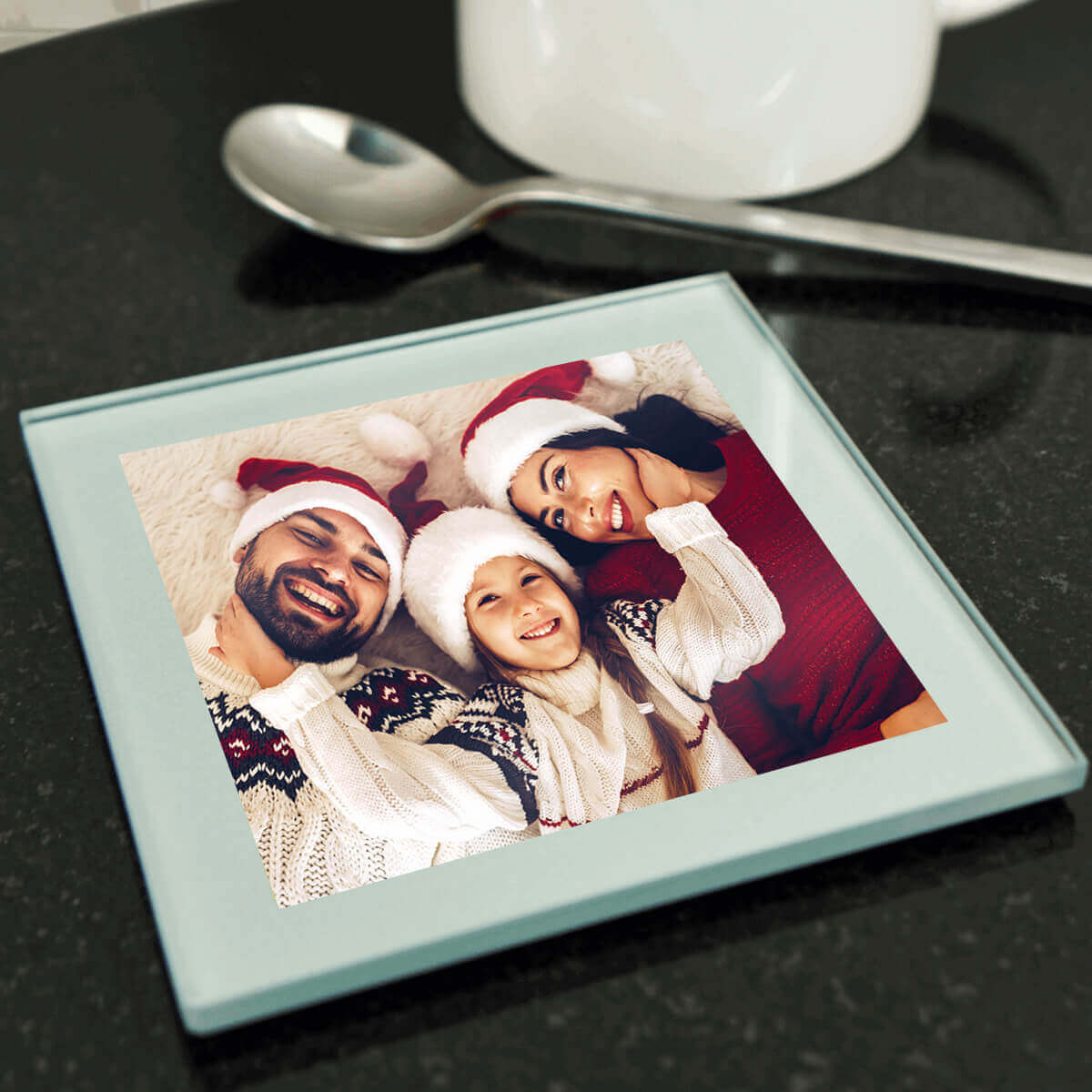 Personalised Glass Photo Coaster (Silver)