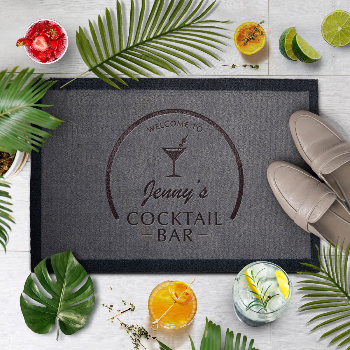 personalised Cocktail Bar Doormat