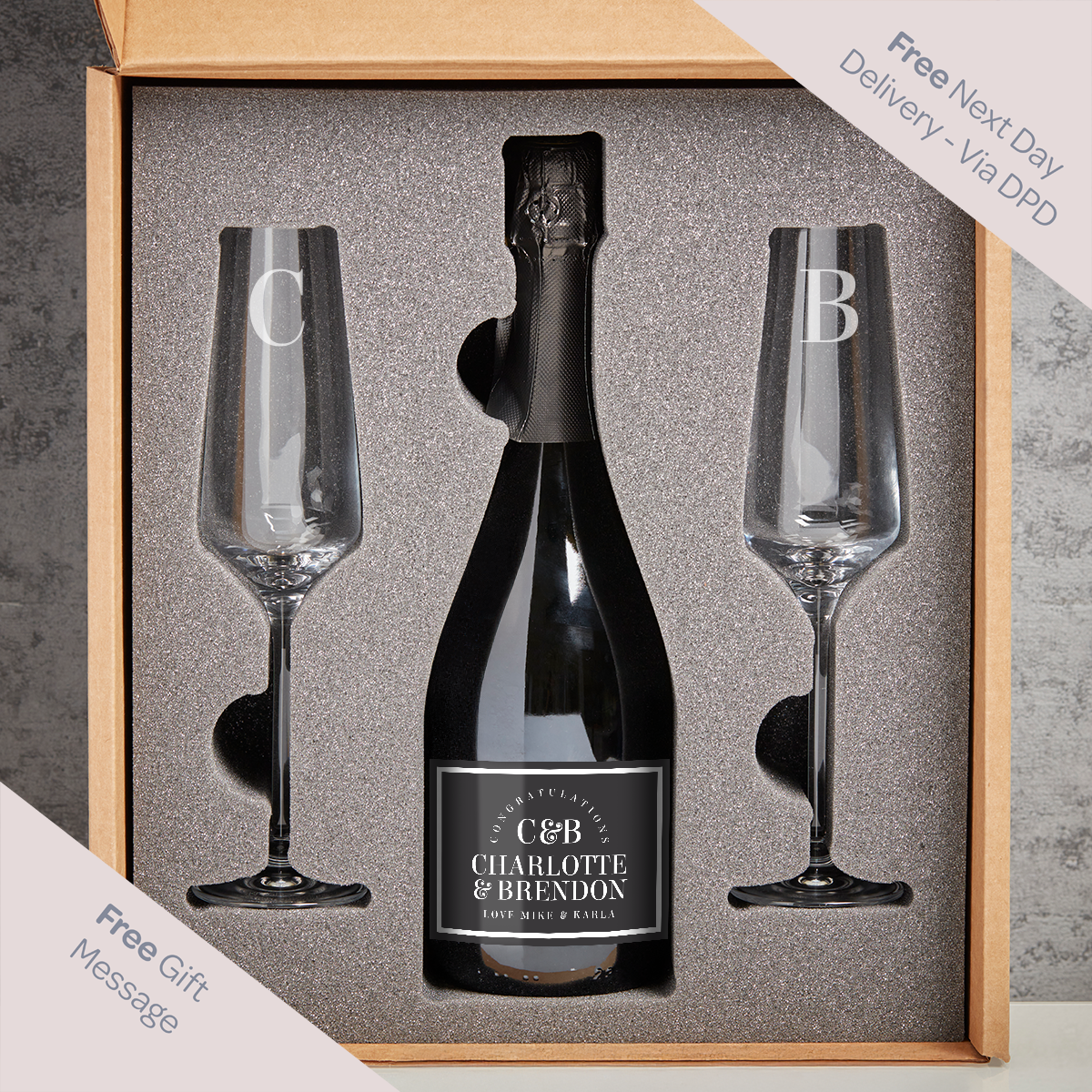 Congratulations Boutique Gifts Prosecco Double Glass With Bottle Gift Set
