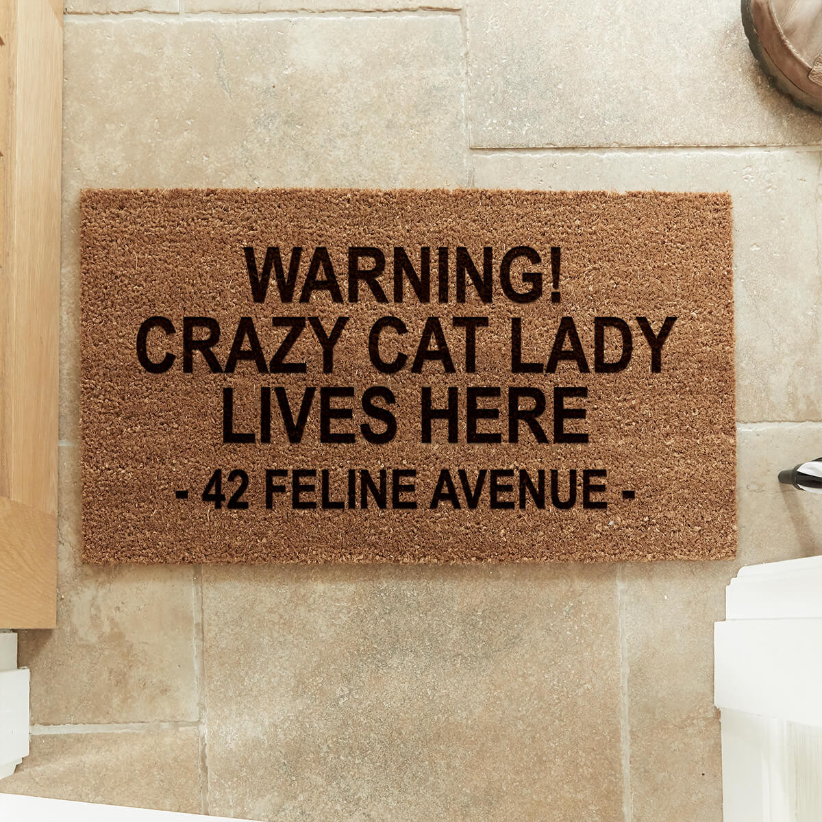 personalised Crazy Cat Lady Coir Doormat