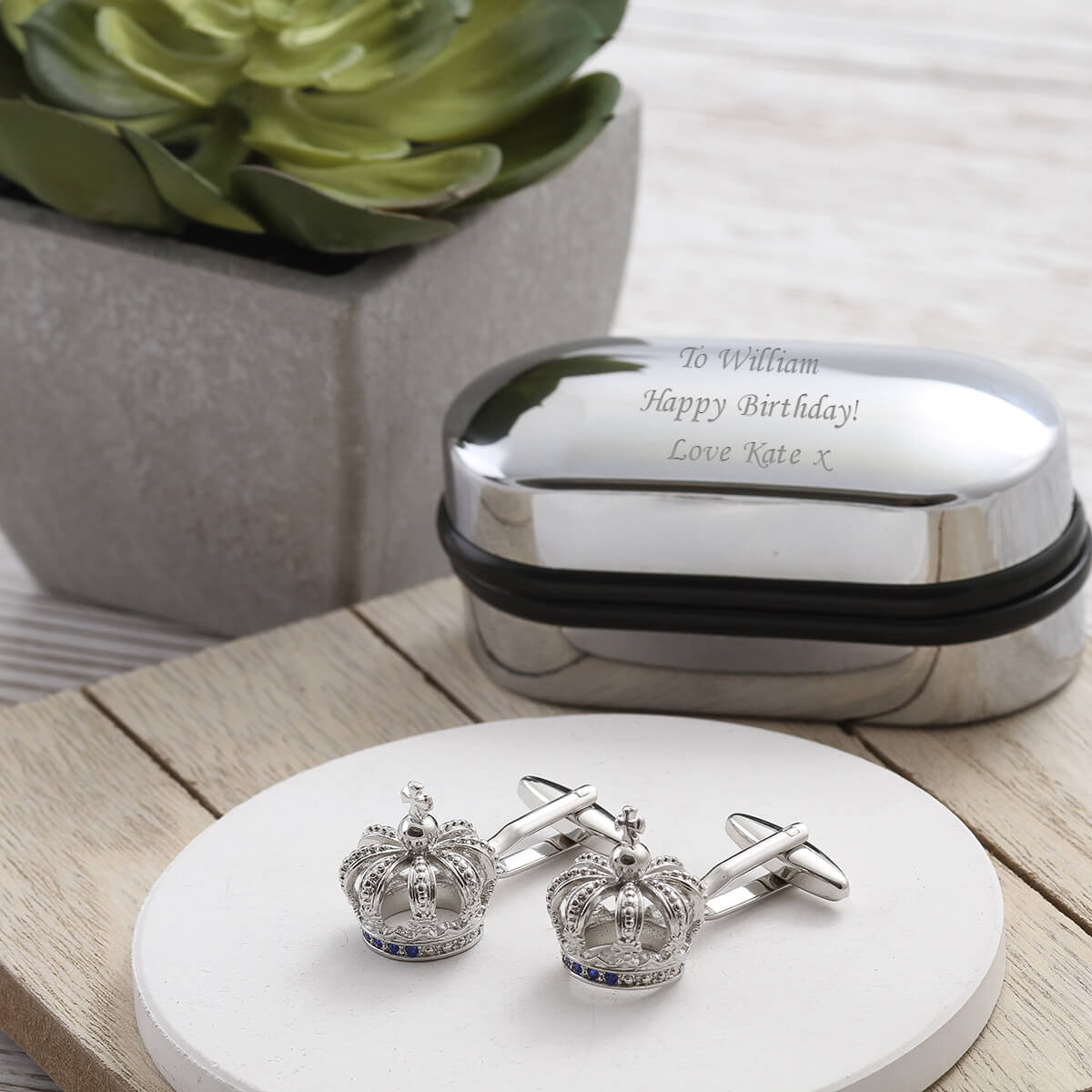 personalised crown cufflinks