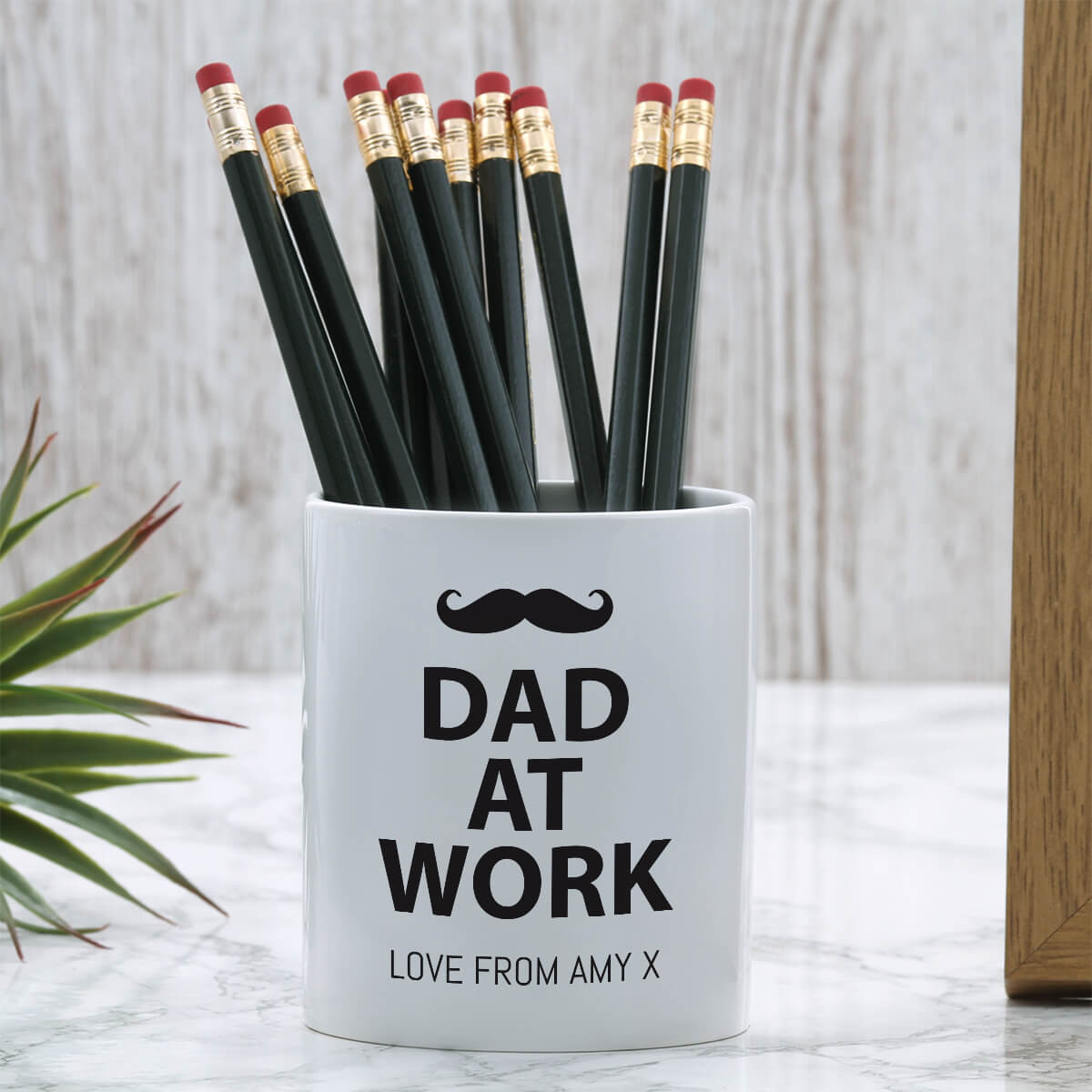 personalised dad at work pen pot