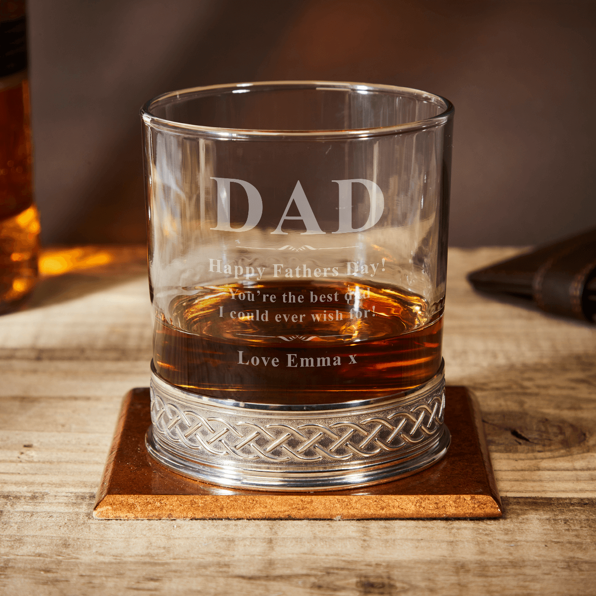 Father's Day Celtic Glass Whisky Tumbler