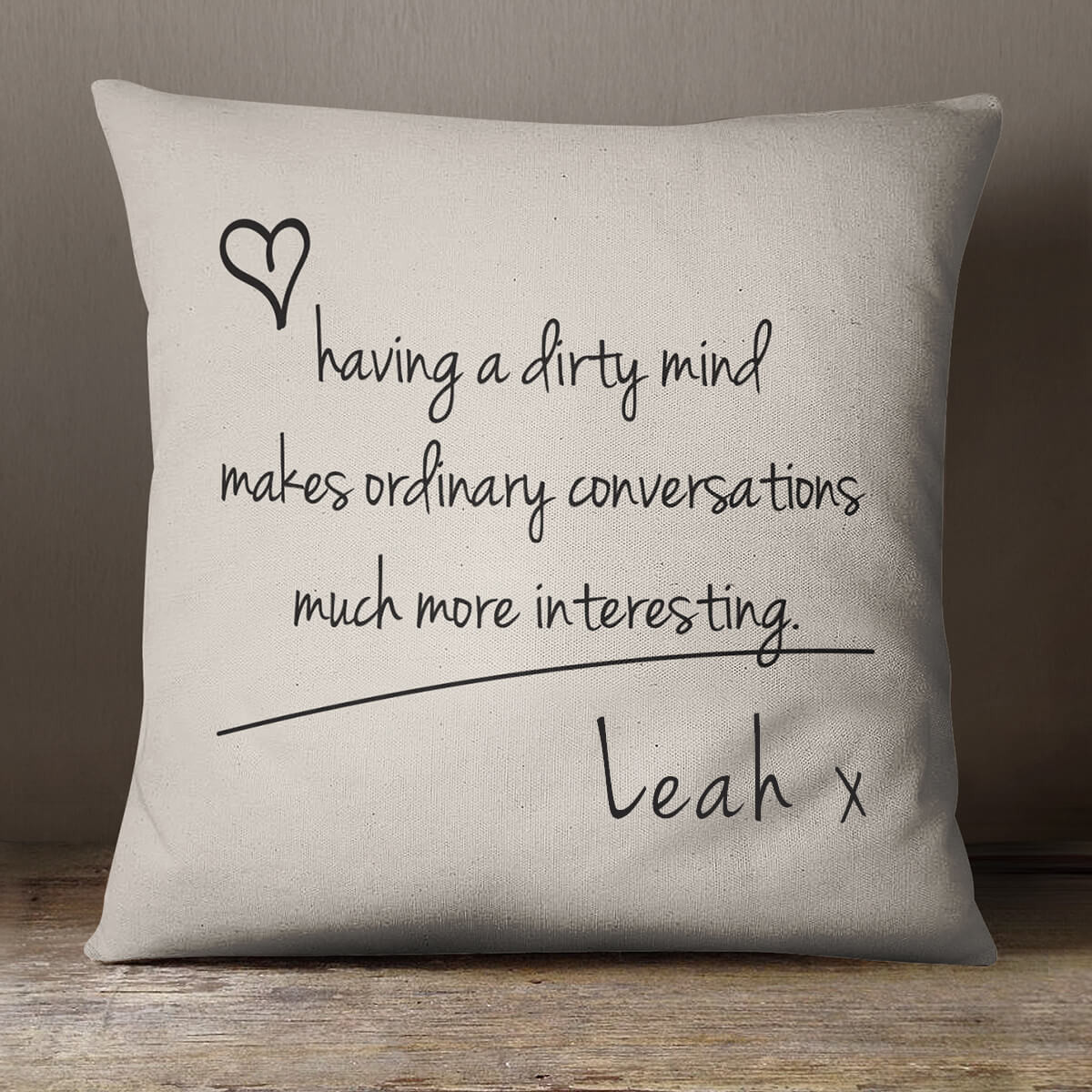 personalised Dirty Minds Cotton Cushion