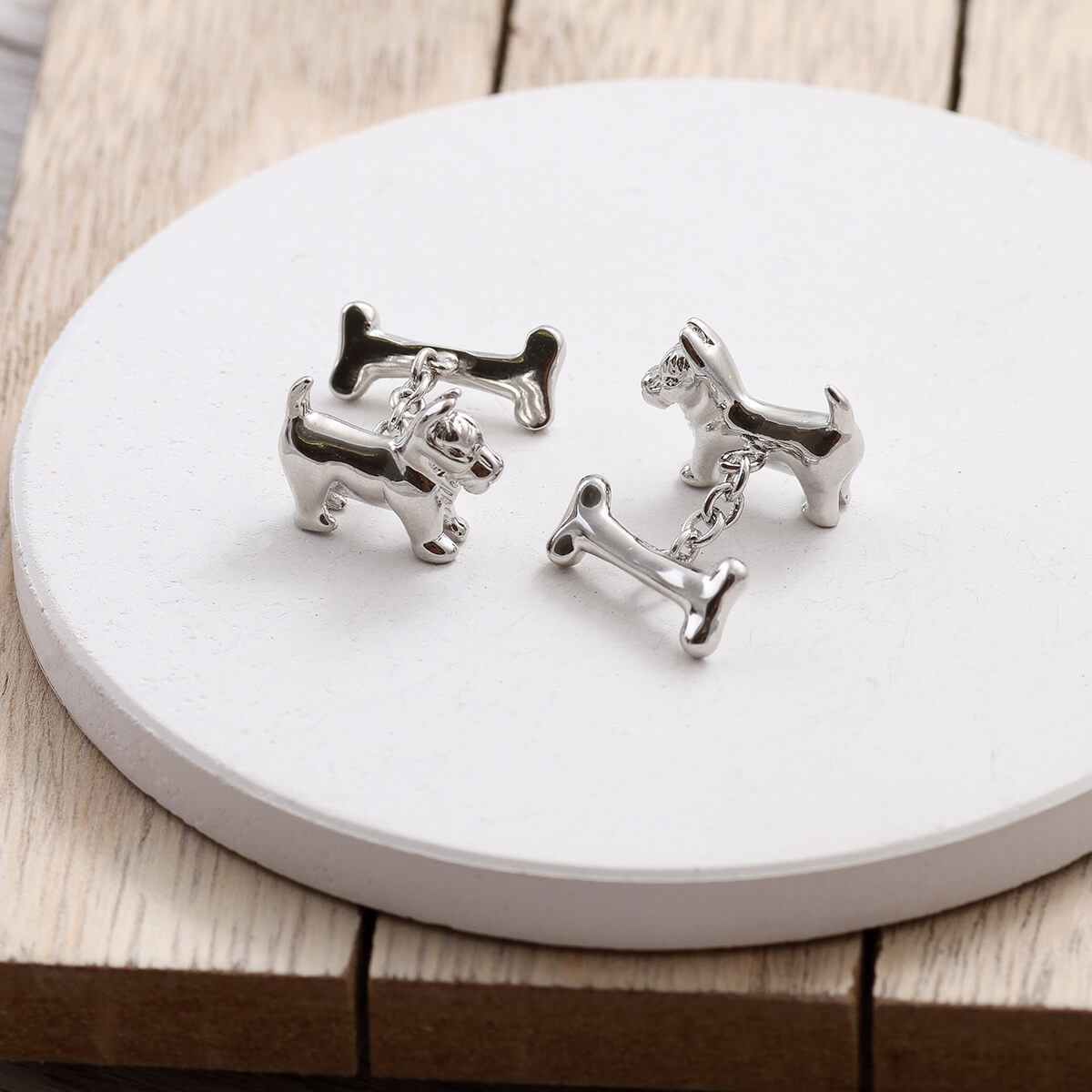 personalised dog and bone cufflinks