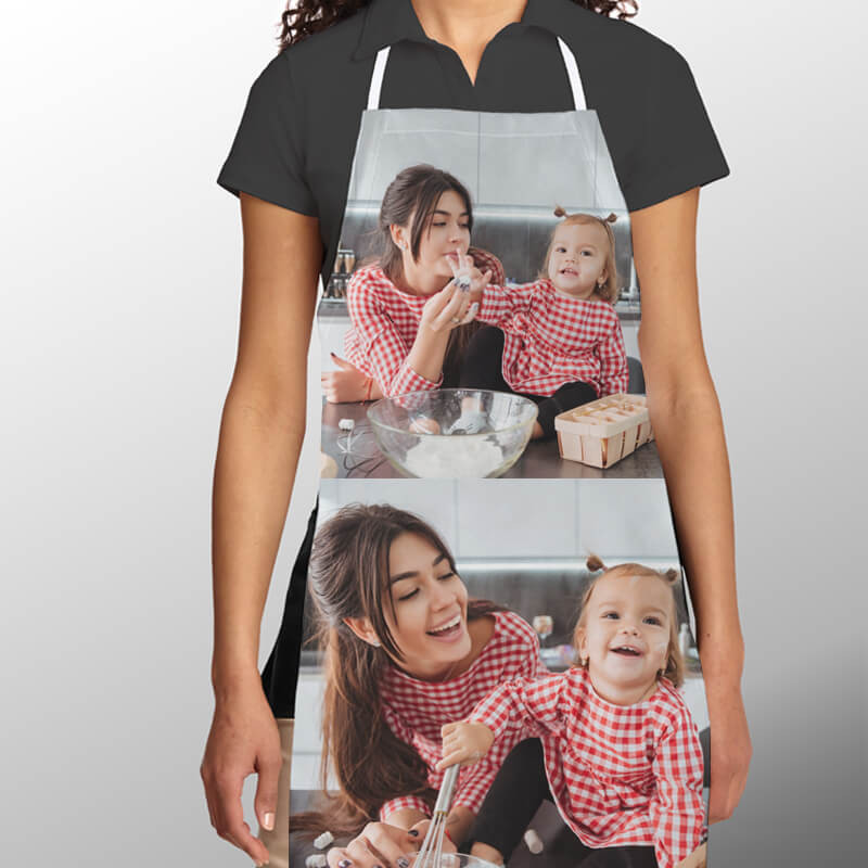 personalised Adult double Photo Apron