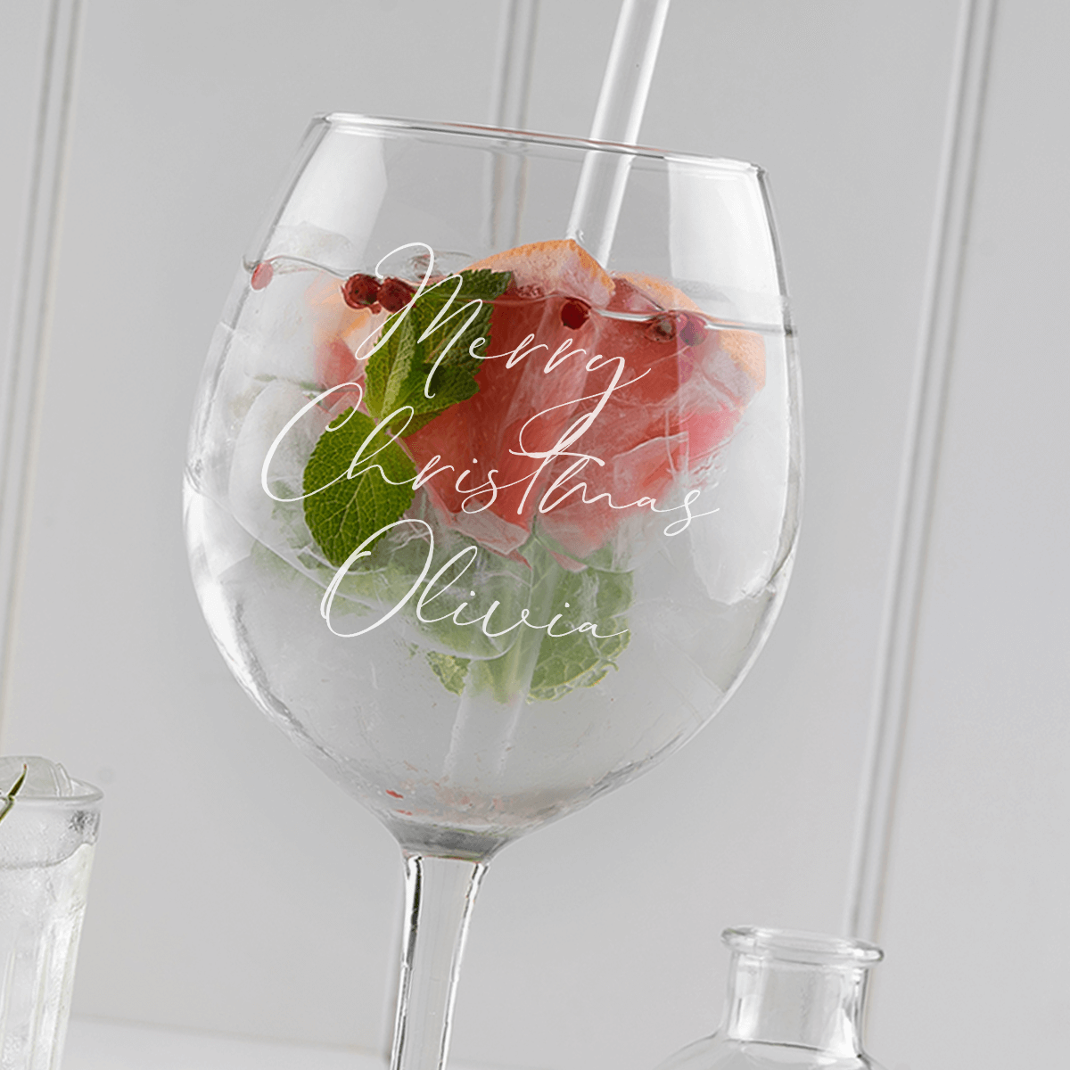 Elegant Merry Christmas Gin Glass