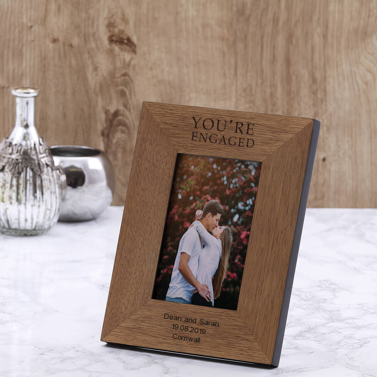 personalised engaged wood frame