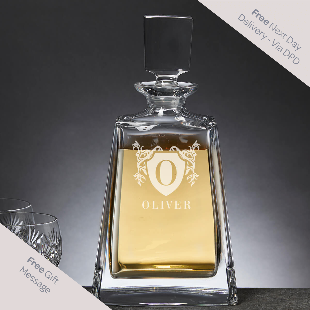 Family Crest Lead Crystal Boston Decanter